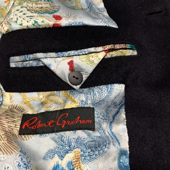 Robert Graham Navy Wool Pea Coat M - Picture 8 of 12